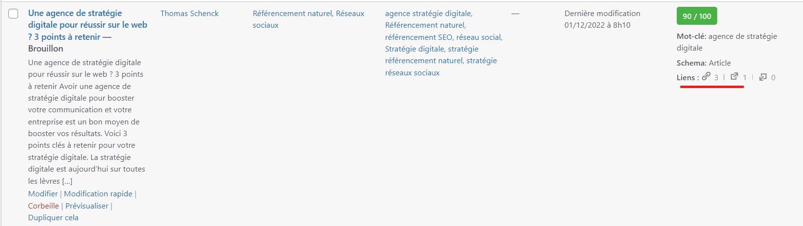 YOAST Maillage interne WordPress