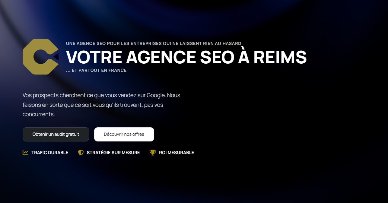 Ici, la page d’accueil de l’Agence Connecto possède un bouton “Découvrir nos offres”, qui renvoie vers nos offres de SEO. C’est un maillage interne simple vers des pages de services.